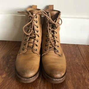 Frye Tan Leather Combat boots